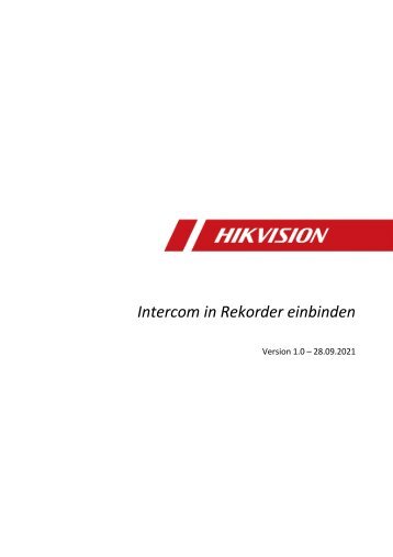 Hikvision DACH - Intercom in Rekorder einbinden 20210928