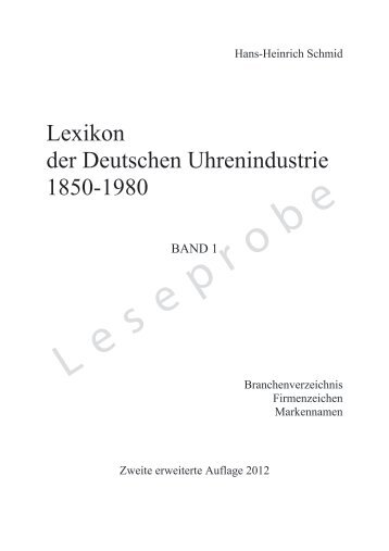 Lexikon der Deutschen Uhrenindustrie 1850-1980 - La Pendule