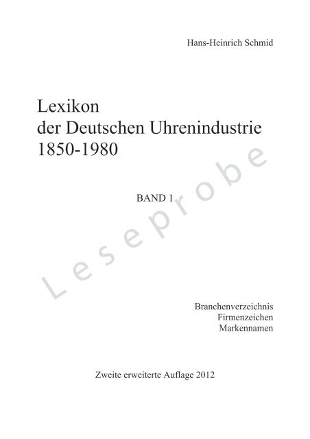 Lexikon der Deutschen Uhrenindustrie 1850-1980 - La Pendule