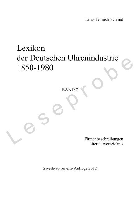 Lexikon der Deutschen Uhrenindustrie 1850-1980 - La Pendule