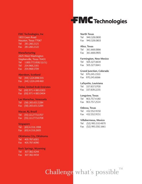 Operating & Maintenance Manual - FMC Technologies