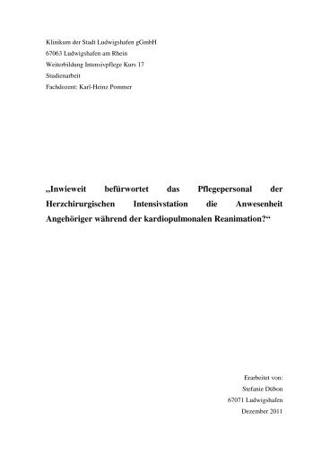 Inwieweit befürwortet das Pflegepersonal der Herzchirurgischen ...