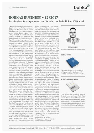 Inspiration Startup – wenn der Kunde zum heimlichen CEO wird.