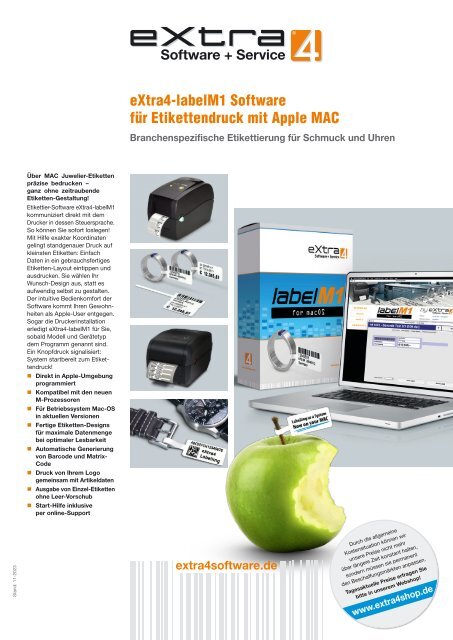 eXtra4-labelM1 Software für Apple MAC zur Etikettierung von Schmuck und Uhren