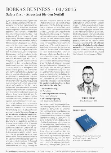 Safety first – Stresstest für den Notfall.