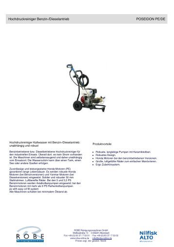 Produktdatenblatt mit Vergleichs- und Zubehörtabellen. - Robe ...