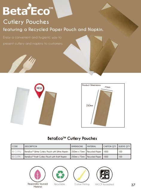 SUSTAINABLE FOOD PACKAGING PRODUCT CATALOGUE 