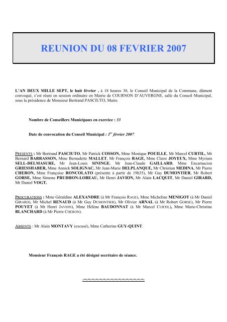 Reunion Du 08 Fevrier 2007 Cournon Dauvergne