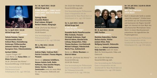 Plattform Neue Musik Ruhr ENTDECKUNGEN - Philharmonie Essen