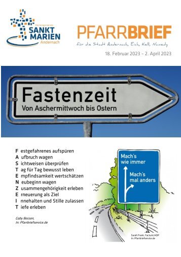 Pfarrbrief Fastenzeit 2023