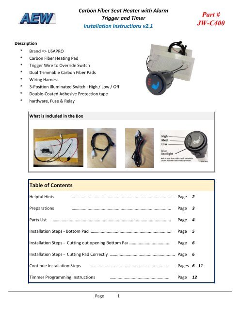 JW-C400 Instructions