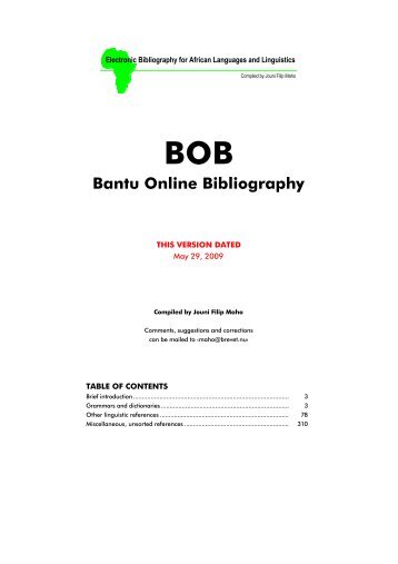 (BOB) - Bantu Online Bibliography - Glocalnet