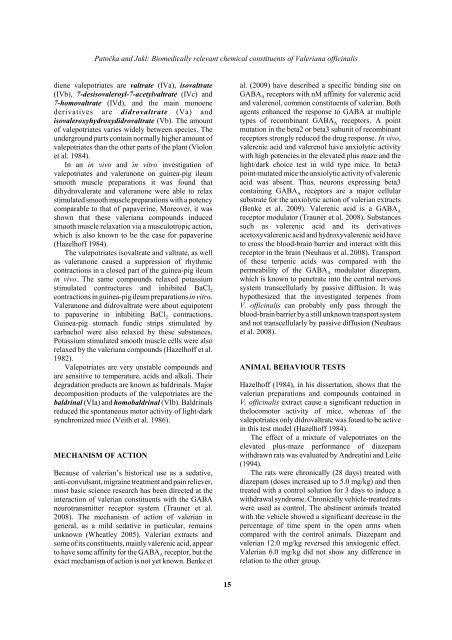 Biomedically relevant chemical constituents of Valeriana officinalis