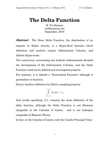 Delta Function - Gauge-Institute
