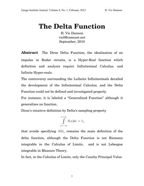 Delta Function - Gauge-Institute