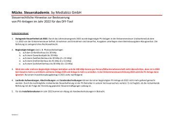 DIY-Tool für die Besteuerung von Photovoltaikanlagen, Fachinformationen