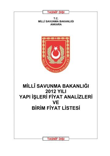 Yapı İşleri Fiyat Analizleri ve Birim Fiyat Listesi - Milli Savunma ...