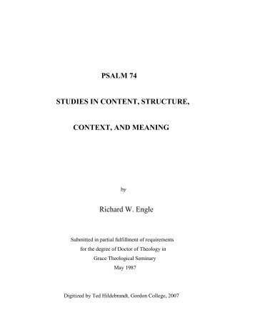 Psalm 74: Studies in Content, Structure, Context, and Meaning