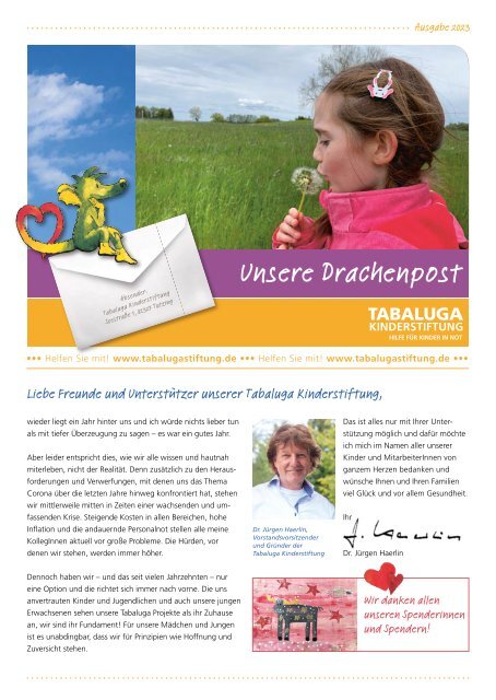 Tabaluga Kinderstiftung - Drachenpost 2023