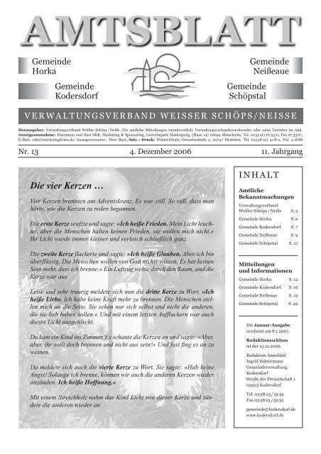 Ausgabe Nr. 13 vom 4. Dezember 2006 - Gemeinde Kodersdorf