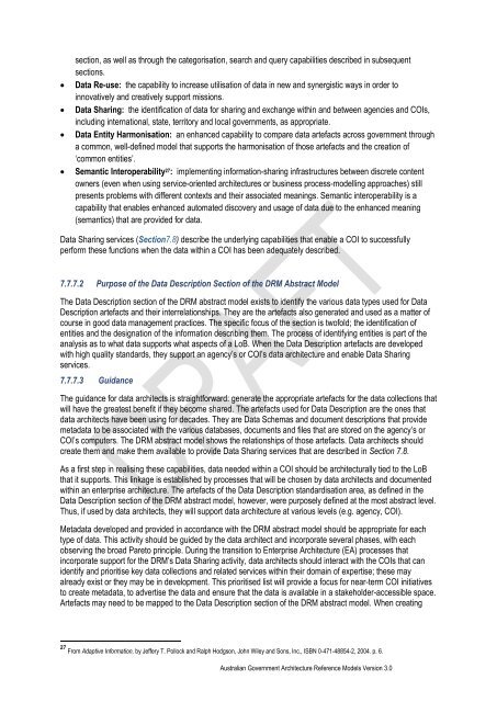 Australian Government Architecture Reference Models Version 3.0