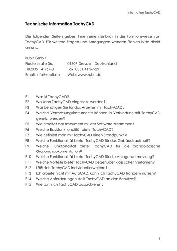 Technische Information TachyCAD - download - Kubit GmbH