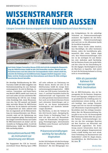 Die Wirtschaft Köln - Ausgabe 01 / 2023