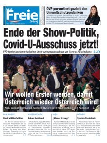 Ende der Show-Politik, Covid-U-Ausschuss jetzt!