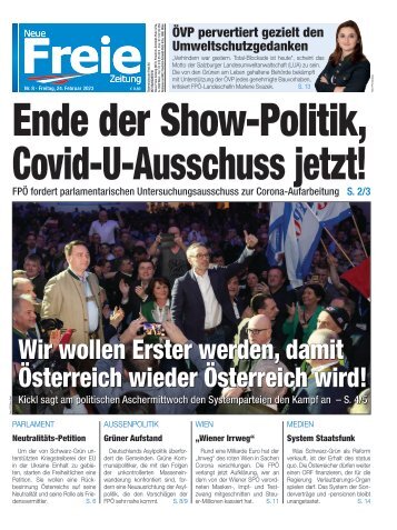 Ende der Show-Politik, Covid-U-Ausschuss jetzt!