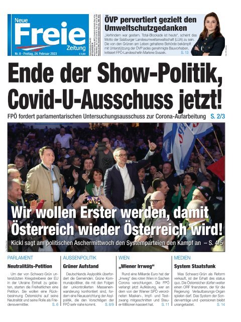 Ende der Show-Politik, Covid-U-Ausschuss jetzt!