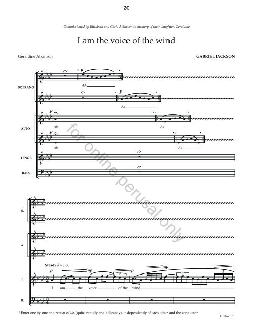 Gabriel Jackson - secular choral leaflet sampler