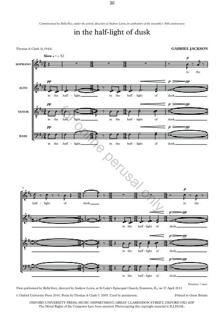 Gabriel Jackson - secular choral leaflet sampler