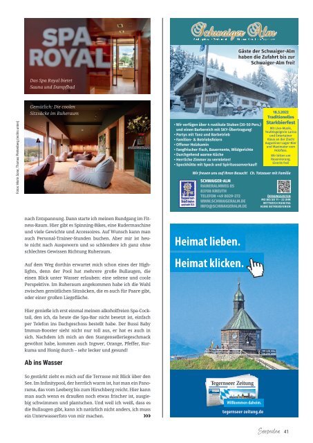 Seeseiten – das Magazin für die Region Tegernsee, Nr. 72, Ausgabe Frühling 2023