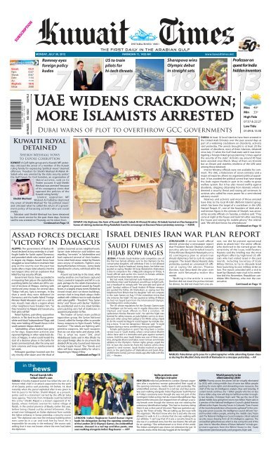 UAE widENS cRAckdOwN; MORE ISlAMiStS ... - Kuwait Times