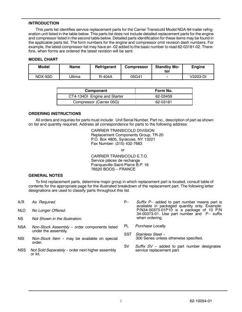 NDX-93D Ultima 53 - Sunbelt Transport Refrigeration