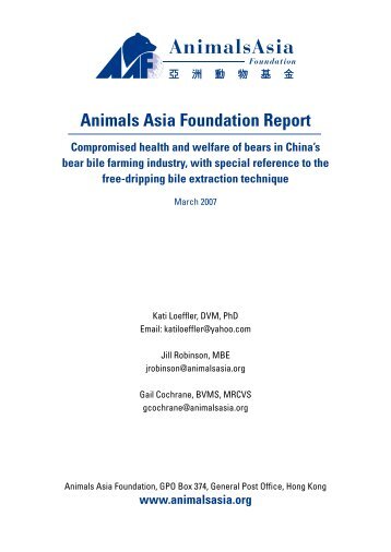 Animals Asia Foundation Report Compromised health and ... - Wildpro