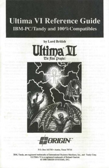 Ultima VI Reference Guide IBM-PC/Tandy and 100 ... - Abandonia