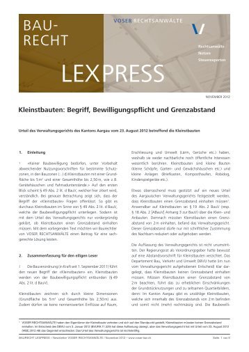 Kleinstbauten: Begriff, Bewilligungspflicht und Grenzabstand - Voser ...