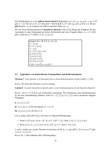 Formale Sprachen und Automaten - IMS - Universität Stuttgart