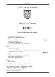 URTEIL - Verwaltungsgericht Gera - Freistaat Thüringen