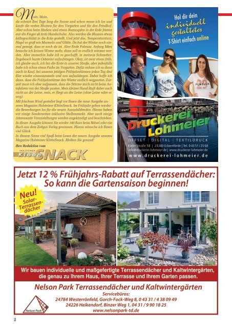 Holsteiner KlöönSNACK - Ausgabe Rendsburg / Mittelholstein - März 2023