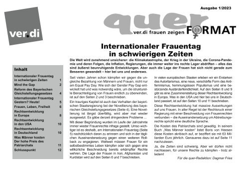 Zeitschrift quer ver.di Frauen Bayern (1/2023) Frauenmonat März