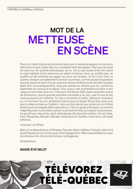 Programme de soirée - Chokola