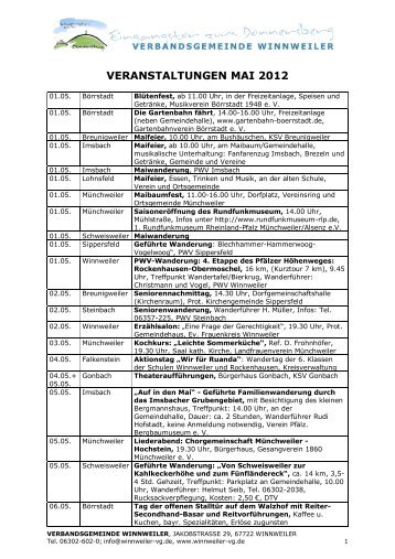 veranstaltungen mai 2012 - Verbandsgemeinde Winnweiler