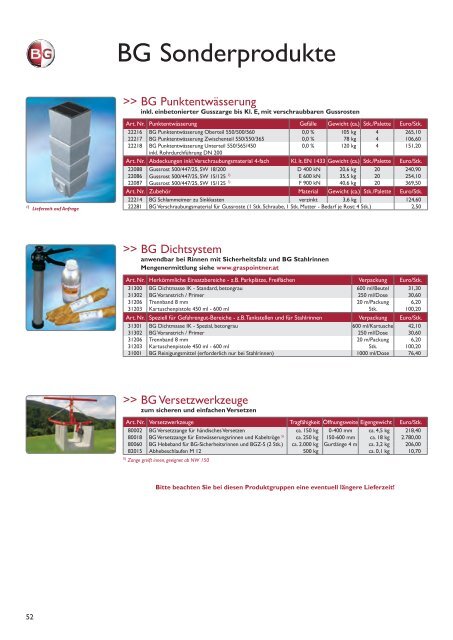 Preisliste 2012.indd - BG Graspointner GmbH & Co KG