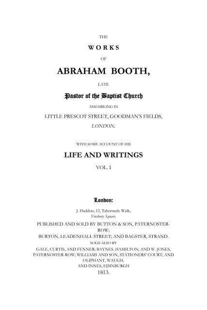 Works of Abraham Booth Vol.1  - SAMPLE