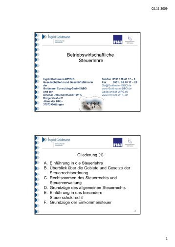 Betriebswirtschaftliche Steuerlehre - Goldmann Consulting