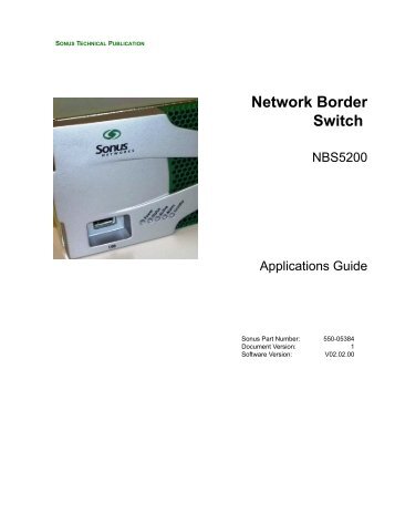 NBS5200 in Access—User Network Interface - Sonus Networks Inc.