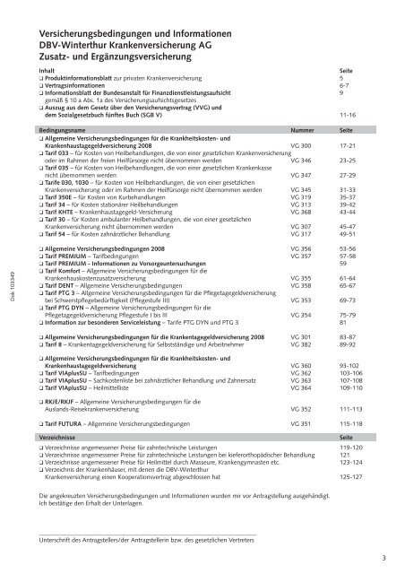 Versicherungsbedingungen und Informationen DBV-Winterthur ...