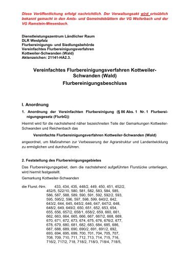 Vereinfachtes Flurbereinigungsverfahren ... - (DLR) Westpfalz